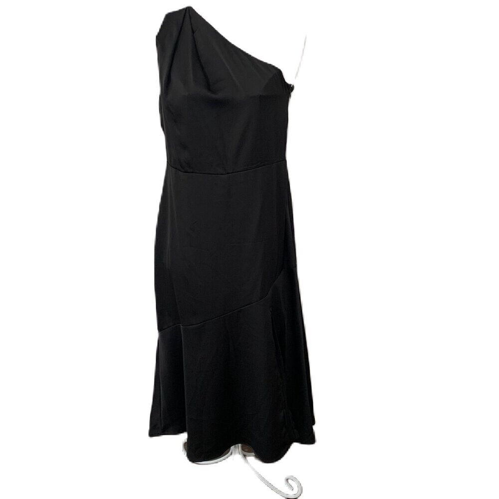 Sam Edelman Formal Dress Women 12 Black 1 Shoulder Slit Aline Cocktail Party NWT